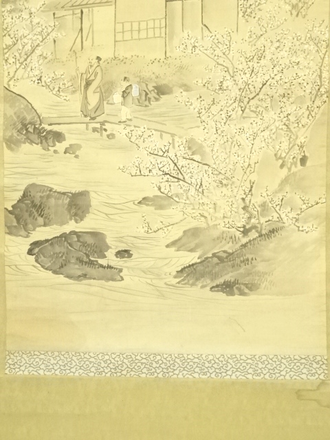 掛軸 光雲筆 梅花図 紙本淡彩 肉筆作品 縦110cm×横60cm 掛軸